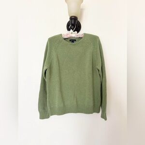Lands End Sage Green Cozy Cotton Crewneck